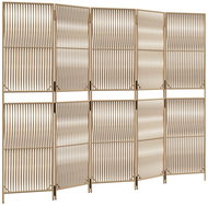 vidaXL Partition wall 245 × 180 cm polyrattan, beige, 5 panels 365383 - Room Divider