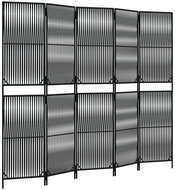 vidaXL Partition wall 245 × 200 cm polyrattan, black, 5 panels 365396 - Room Divider