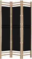vidaXL Folding screen 120 × 180 cm bamboo and canvas, black, 3-panel 350627 - Room Divider