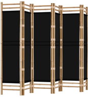 vidaXL Folding screen 240 × 180 cm bamboo and canvas, black, 6-panel 350630 - Room Divider
