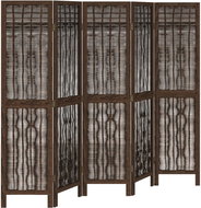 vidaXL Solid wood screen pavlovnia, dark brown, 5-piece 358661 - Room Divider