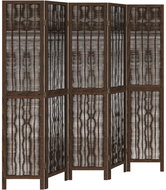 vidaXL Solid wood screen pavlovnia, dark brown, 5-piece 358662 - Room Divider