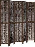 vidaXL Solid wood screen pavlovnia, dark brown, 5-piece 358663 - Room Divider