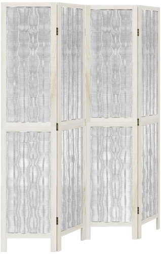 vidaXL Screen solid wood pavlovnia, white, 4 pieces 358674 - Room Divider - Main image