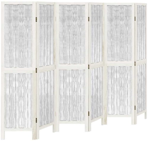 vidaXL Screen solid wood pavlovnia, white, 6 pieces 358681 - Room Divider - Main image