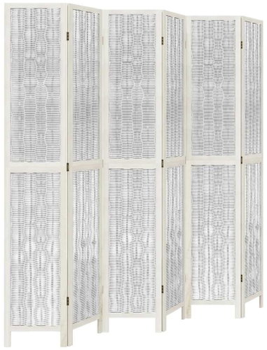 vidaXL Screen solid wood pavlovnia, white, 6 pieces 358684 - Room Divider - Main image