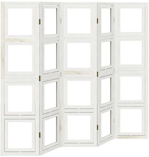 vidaXL Solid wood screen pavlovnia, white, 5 pieces 358693 - Room Divider - Main image