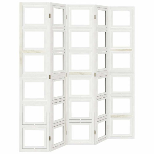 vidaXL Solid wood screen pavlovnia, white, 5 pieces 358695 - Room Divider - Main image