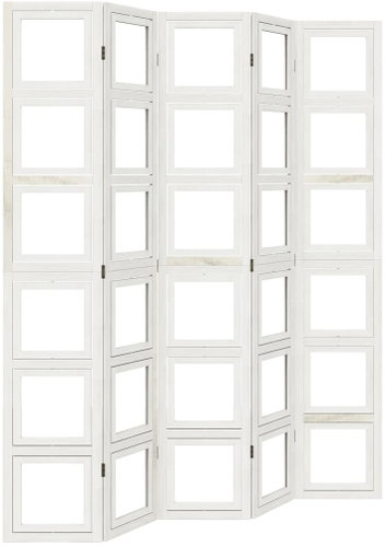 vidaXL Screen solid wood pavlovnia, white, 5 pieces 358696 - Room Divider - Main image
