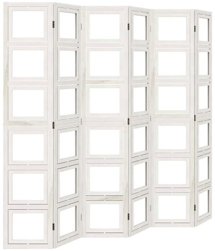 vidaXL Screen solid wood pavlovnia, white, 6 pieces 358699 - Room Divider - Main image