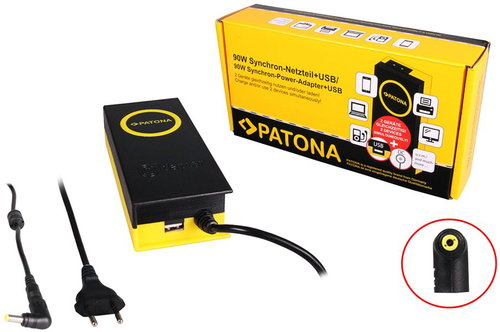 PATONA ntb-hez/ 19V/4.74A 90W/ csatlakozó 5.5x2.5mm/ + USB kimenet - Hálózati tápegység - Fő fotó