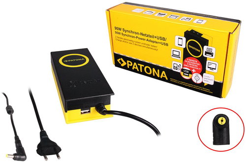 PATONA for laptops 19V/4.7A 90W 5.5x1.7mm connector + USB output - Power Adapter - Main image