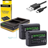 PATONA Foto Dual Quick Sony NP-FW50 + 2 x 1030mAh akkumulátor - Fényképezőgép és kamera akku töltő