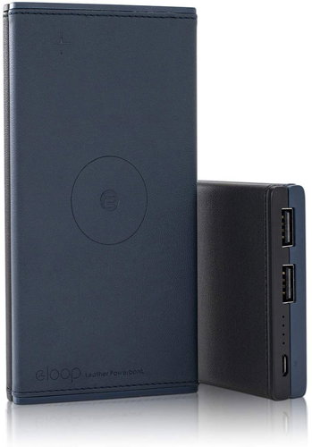 Eloop EW31 10000mAh Wireless 5W Blue/ Brown - Power Bank - Main image
