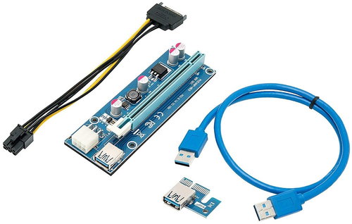 PCIe Riser x1 to x16 Card (6-pin) Version 006 - gerade - Adapter - Hauptbild