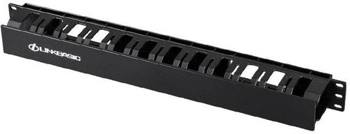 LinkBasic 19" tie-out panel, plastic rail, 1U hinged - Cable Organiser - Main image