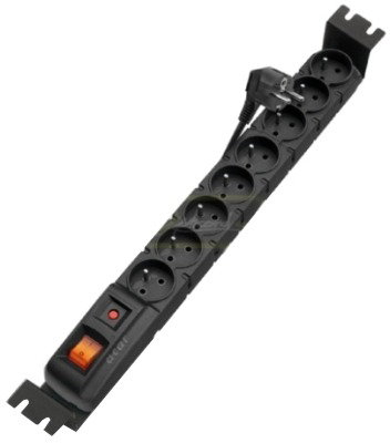 Acar 19" distribution panel with surge protection, 8 × 230 V, 3 m cable - Surge Protection Socket Strip - Main image