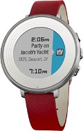 Pebble Time Round strieborno-červené - Smart hodinky