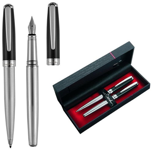 PIERRE CARDIN CHRISTOPHE Ballpoint + Fountain Pen Set, Black-silver - Writing Set - Main image