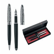 PIERRE CARDIN JACQUES súprava guličkové + plniace pero, čierno-strieborná - Sada písacích potrieb