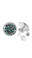 Earrings 14 mm Leopard Mint - Earrings