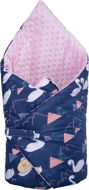 Maceshka Swaddle Blanket Minky Print Swan, Dark Blue - Swaddle Blanket