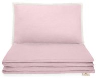 Maceshka Muslin bed linen Nature with decorative border rose blush, cushion lace - Crib Bedding