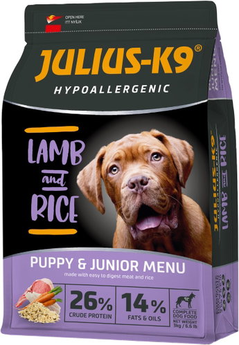 JULIUS K-9 Puppy & Junior Hypoallergenic Lamb & Rice 3kg - Dog Kibble - Main image