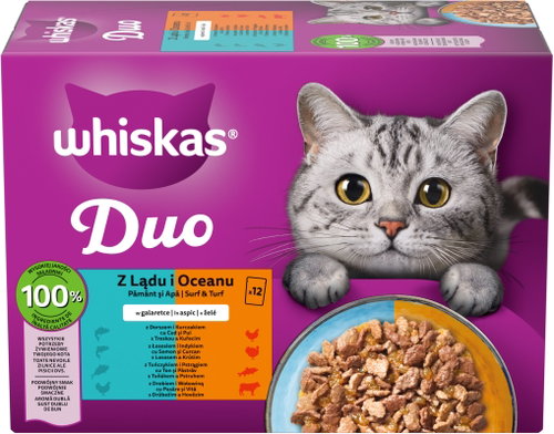 WHISKAS Duo Land & Sea Selection in Jelly 12×85g - Cat Food Pouch - Main image