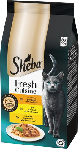 Sheba Fresh Cuisine Taste of Paris Mixed Selection with Poultry in Sauce 6×50g - Cat Food Pouch - Main image