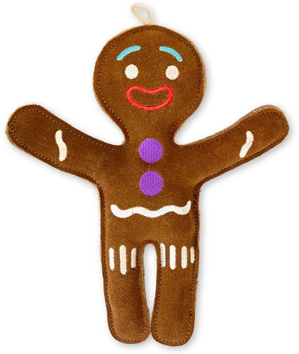 PafDog® Christmas gingerbread man made of leather and jute - 25,5 cm - Dog Toy - Main image