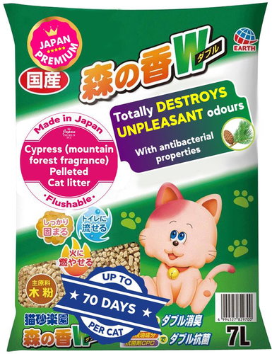 Japan Premium Wood cellulose bedding with cypress - mountain forest aroma, ultra-coarse - Cat Litter - Main image