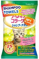 Japan Premium Šampónové uteráky pre mačky na kúpanie bez vody, s kolagénom a placentou, 25 ks - Šampón pre mačky