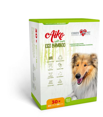 Cobbys Pet AIKO Soft Care Eco Bamboo 60 × 58 cm, 30 pcs - Absorbent Pad - Main image