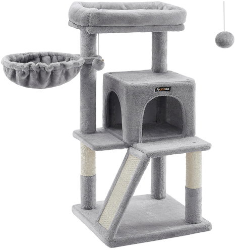 Feandrea Cat scratching post with platform, grey - Cat Scratcher - Main image