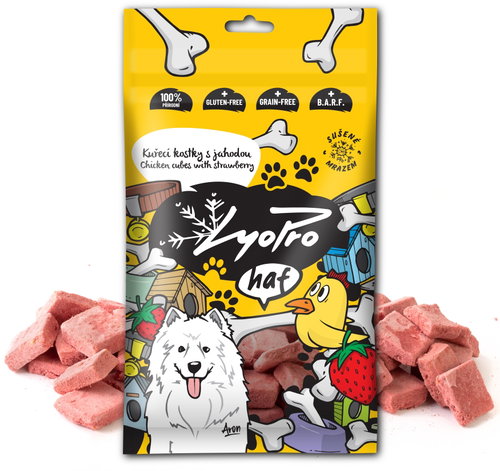 Lyopro Chicken cubes with strawberry - Dog Treats - Main image