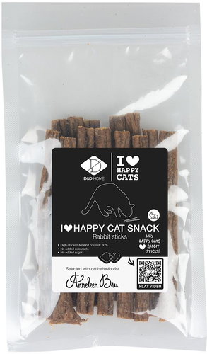 EBI D&D I LOVE HAPPY CAT Chicken and rabbit meat sticks for cats +/- 70g 11 cm - Cat Treats - Main image