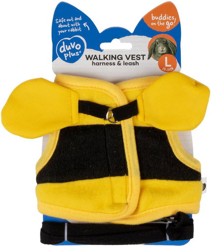 DUVO+ Harness with leash for rabbits L, 24-31cm, 175 cm/12 mm, bee - Harness - Main image