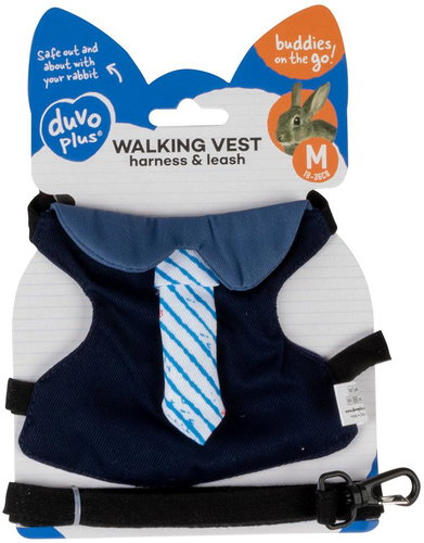 DUVO+ Harness with leash for rabbits M, 18-36 cm, 175 cm/12 mm, tuxedo - Harness - Main image
