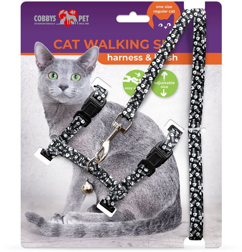 Cobbys Pet Harness for cats with leash, chest 30 - 45 cm × 1 cm, leash 120 cm × 1 cm - Harness - Main image