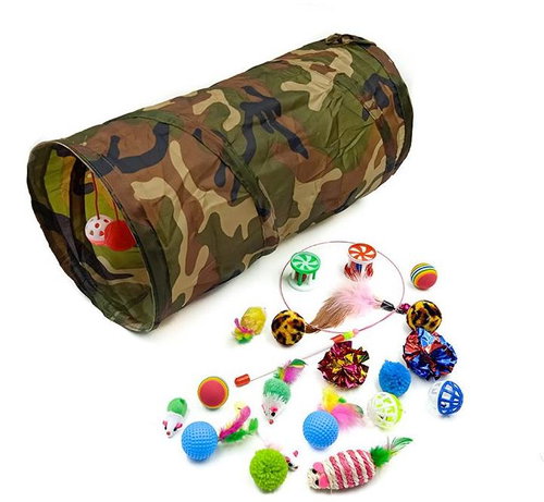 Zooted 21-piece cat toy set with tunnel camouflage - Cat Toy - Main image