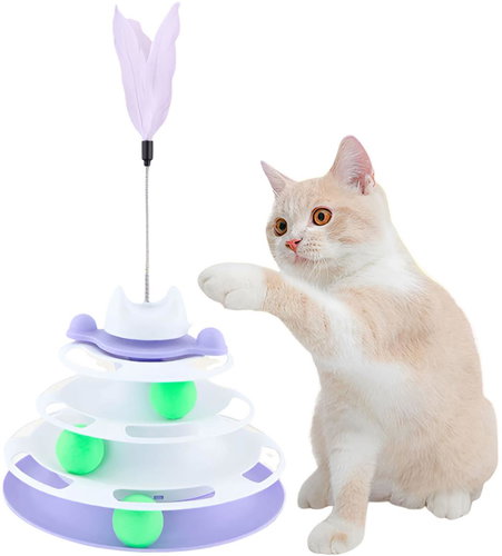 4cats Tower with feather - Cat Toy - Main image