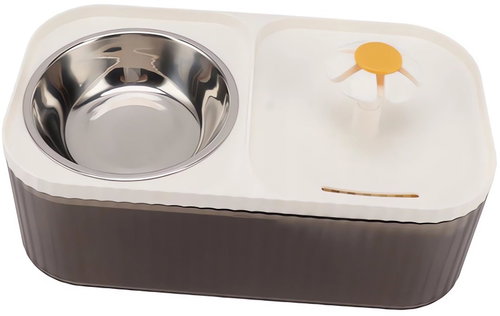 Verk 19451 Double cat bowl with fountain white - Cat Bowl - Main image