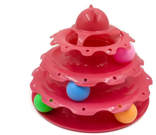 Excellent Red Tower with Balls - Cat Toy - Main image