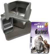 Surtep Cat toilet Comfort steel, dark grey + Cat litter Caliopsis Classic 5 kg - Cat Litter Box