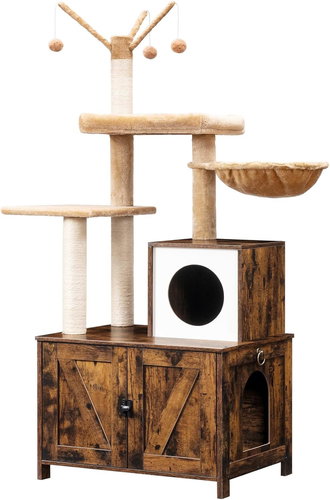 Feandrea Cat scratching post Vasagle Monta 150 cm with toilet, brown - Cat Scratcher - Main image