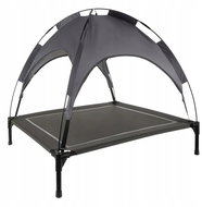 Purlov 25428 Dog bed with canopy 90 × 90 × 70 cm, grey - Pet Bed