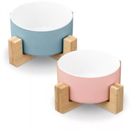 Navaris Ceramic bowls 2 × 550 ml pink and blue - Cat Bowl