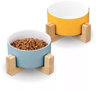 Navaris Ceramic bowls 2 × 550 ml yellow and blue - Cat Bowl