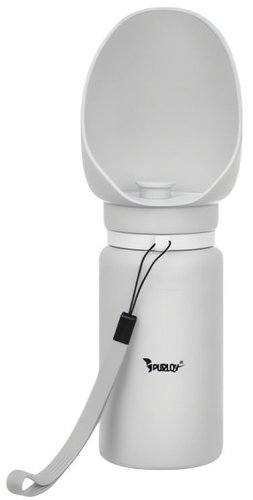 Purlov 27234 Foldable dog bottle 550 ml, grey - Travel Bottle for Cats and Dogs - Main image
